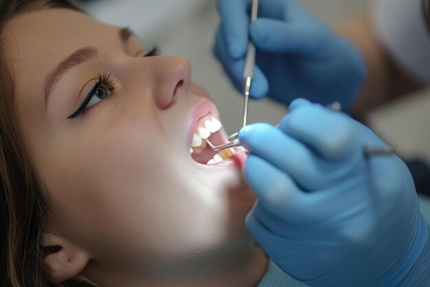 Photo the customer is receiving dental treatment from a dentist generative ai