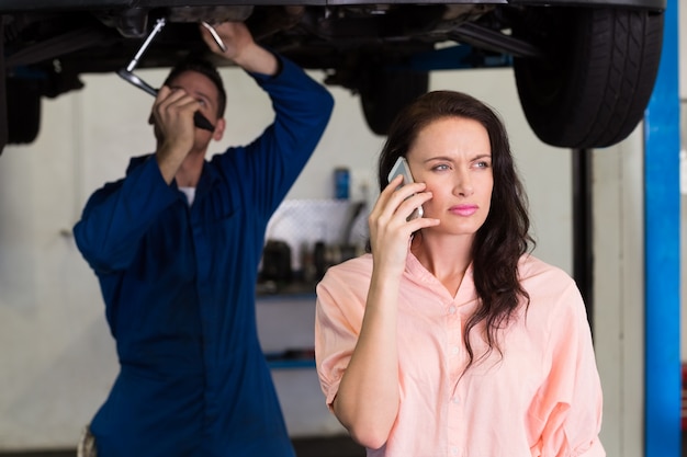 Photo customer making a phone call