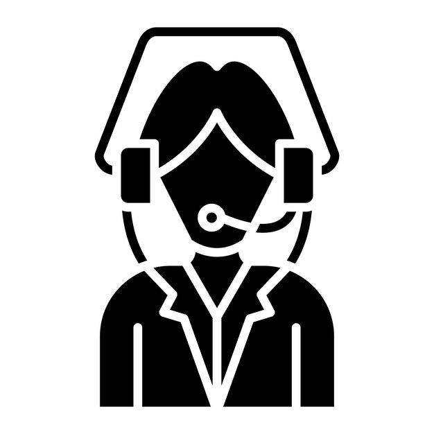 Customer Operator Glyph Solid Black Illustration