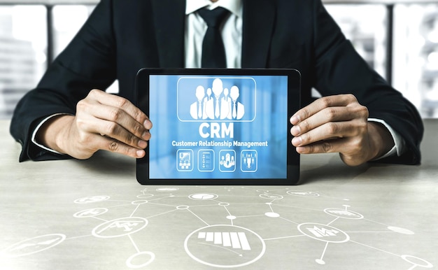 Customer relationship management system on modish computer for CRM business