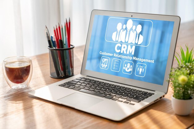 Customer relationship management system on modish computer for CRM business