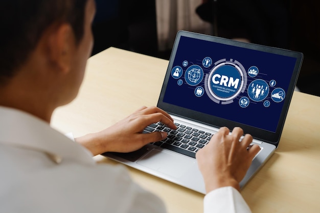 Customer relationship management system on modish computer for CRM business