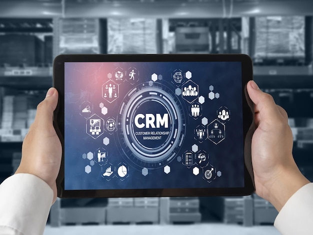 写真 crm ビジネスおよびエンタープライズ向けの最新コンピューター上の顧客関係管理システム