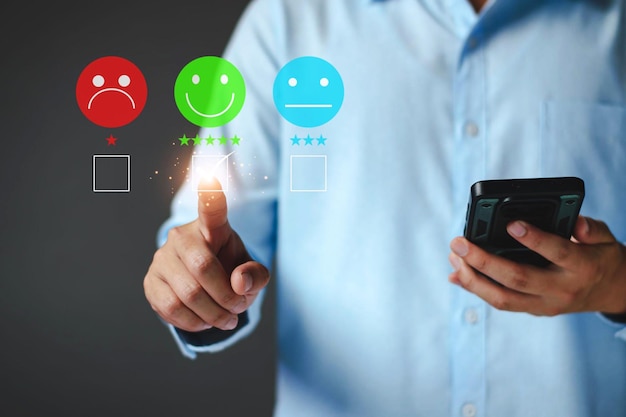 Customer satisfaction survey Customer Satisfaction Rating Smiley Emoji Happy Customer