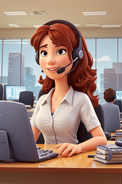 Customer service and call center cartoon art illustration