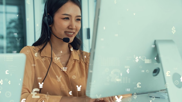 Customer support call center provide data with envisional graphic