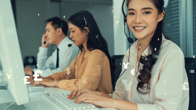 Customer support call center provide data with envisional graphic