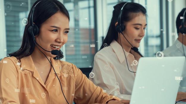 Customer support call center provide data with envisional graphic