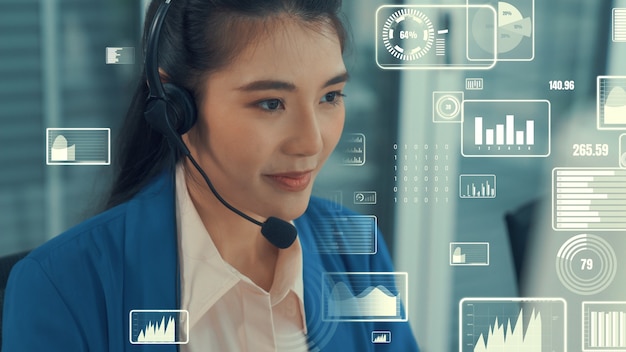 Customer support call center provide data with envisional graphic