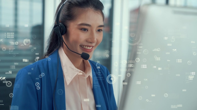 Customer support call center provide data with envisional graphic