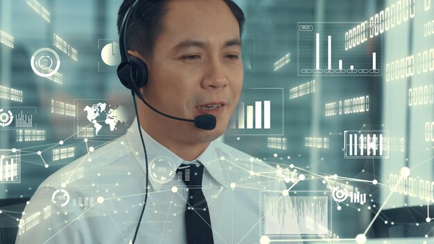 Customer support call center provide data with envisional graphic