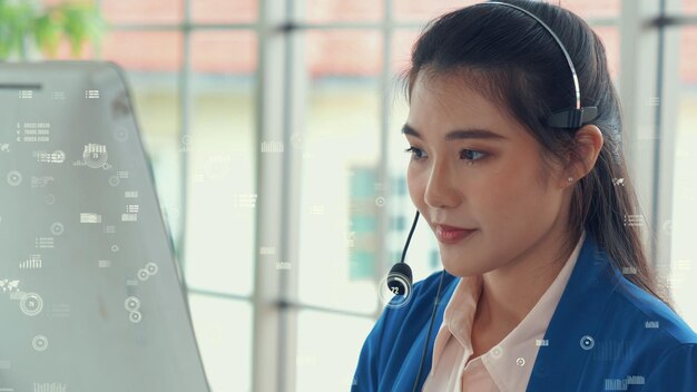 Customer support call center provide data with envisional graphic