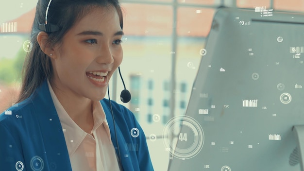 Customer support call center provide data with envisional graphic