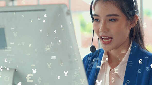 Customer support call center provide data with envisional graphic