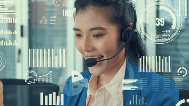 Customer support call center provide data with envisional graphic