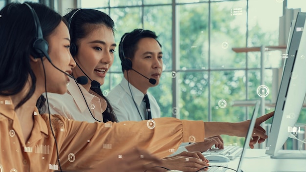 Customer support call center provide data with envisional graphic