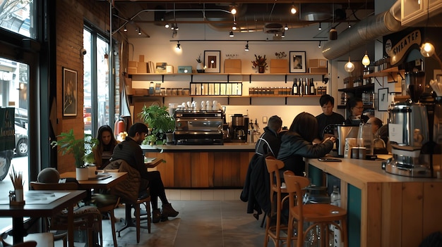 Premium Photo | Customers enjoying coffee in a cozy cafe with a warm and inviting atmosphere