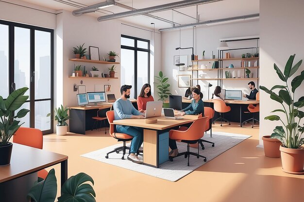 A customizable flat illustration of coworking