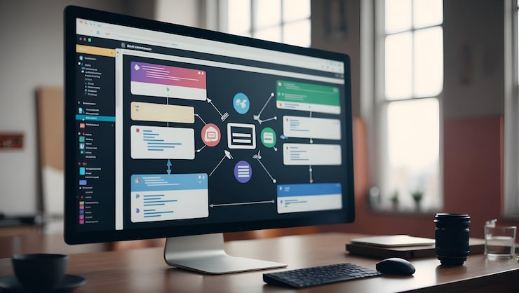 Photo a customizable programming dashboard and coding workflow icon with blank space for custom branding