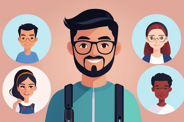 Customizing Virtual Avatar Vector Flat Style Illustration