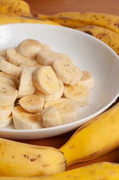 Cut banana on the plate 