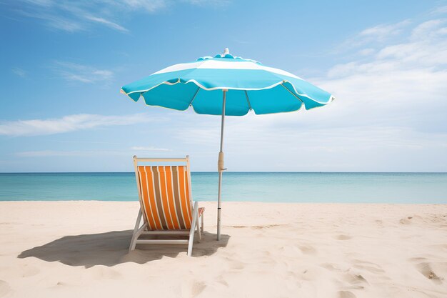 Cut Beach Chair Umbrella and Palm on Sand