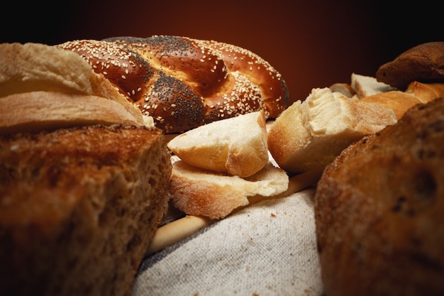 Cut bread assortment  close up