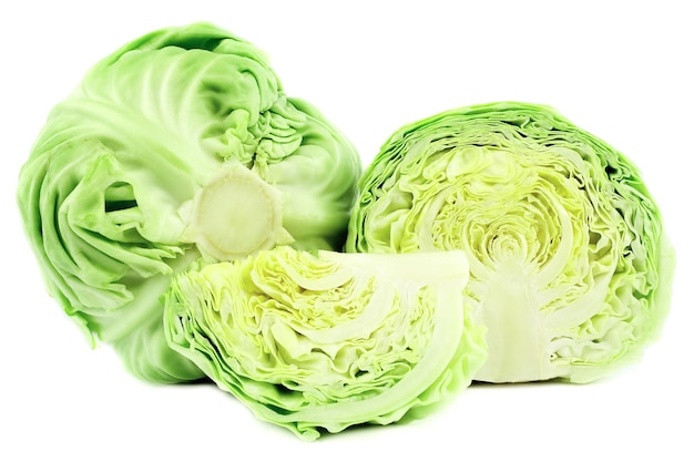 Cut cabbage on white background