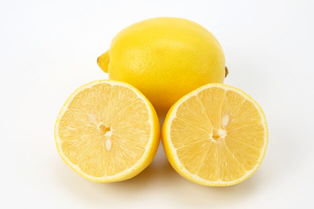 Cut citrus fruit of  lemon on white table