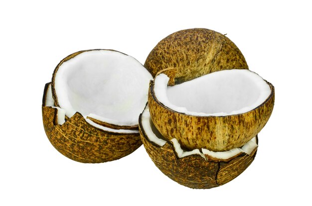 Cut coconut shell with fresh organic coconut kernel