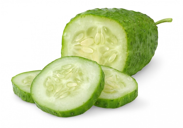 Cut cucumber isolated