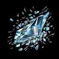 Photo a cut diamond shattering in a flat style