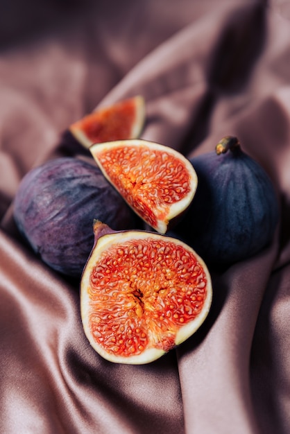 Cut fig on a satin fabric