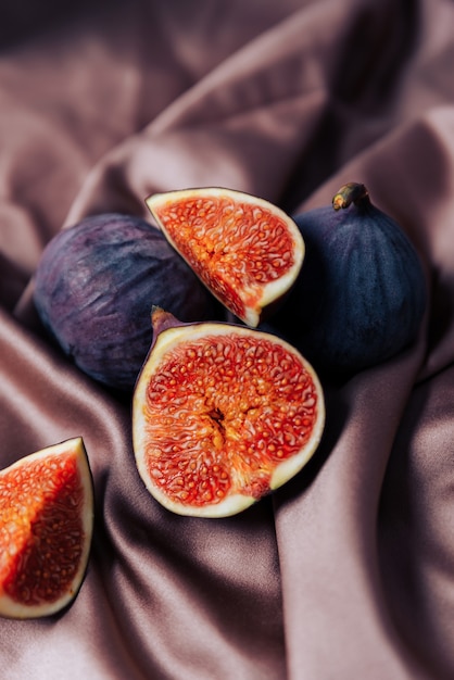 Cut fig on a satin fabric