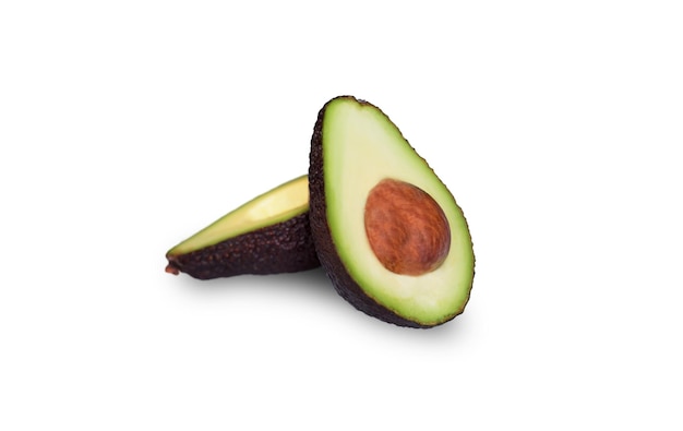 cut in half avocado on white background