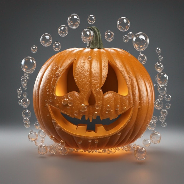 Cut halloween pumpkin smile with the bubbles background ai generated