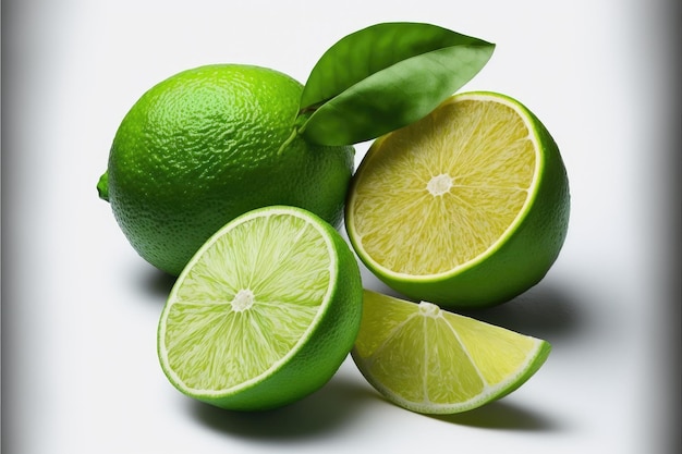 Cut into portioned pieces of lime on white for drinks