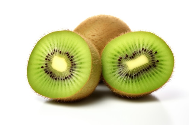 Photo cut kiwi fruit isolated white background