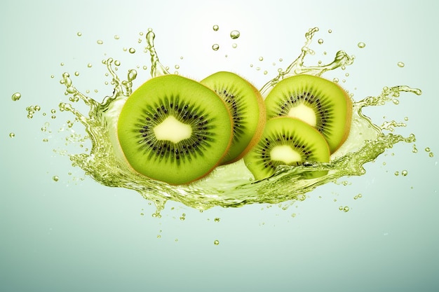 Cut kiwi slices in water