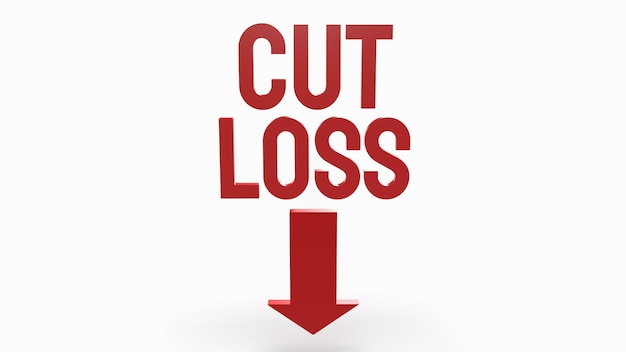 The cut loss red text on white background  for business content 3d rendering.