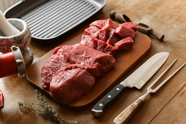 Cut meat prepared for the production of minced meat