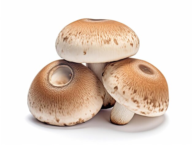 cut mushrooms over a white background