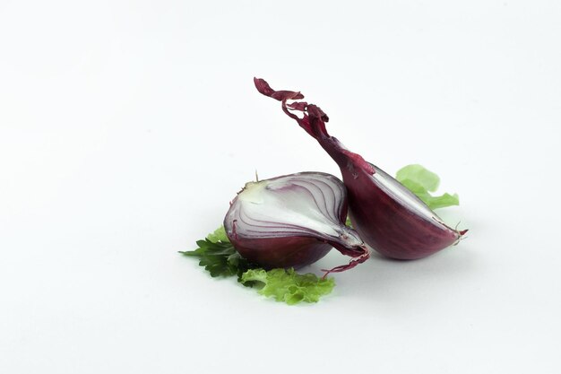 Cut onions and parsleyisolated on a white background
