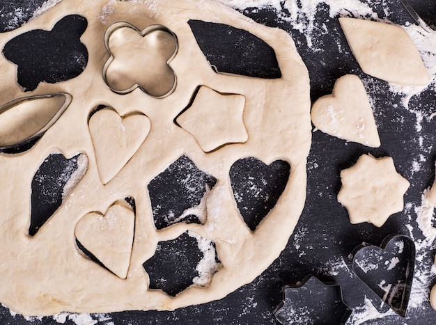 Cut out from the dough shape for baking cookies