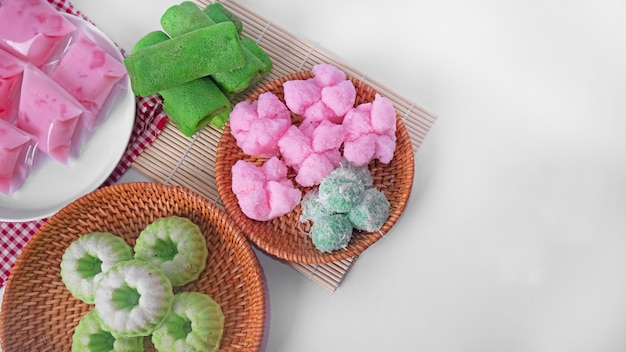 Cut out variaton of indonesian market munches in a white background