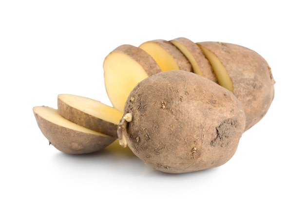 Cut potatoes isolated on a white background