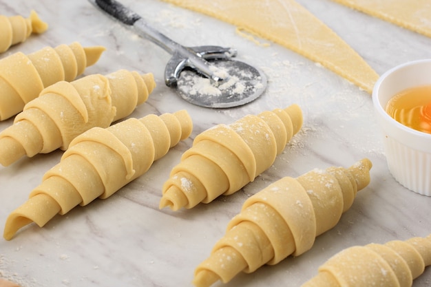 Cut and Rolling Pastry Sheet, Process Making Croissant