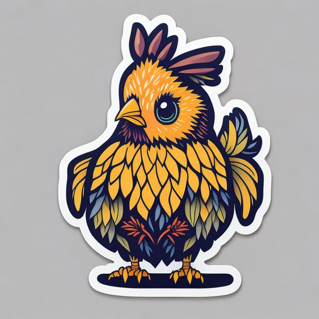 Cut sticker design with chicken theme AI generated