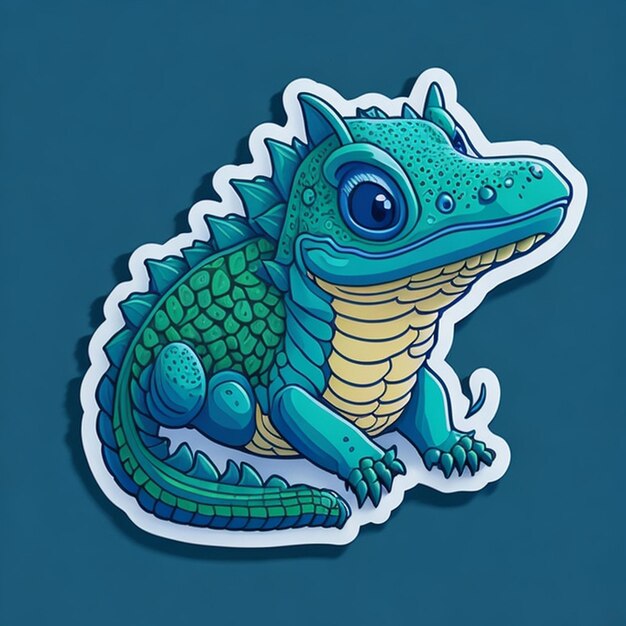 Photo cut sticker design with crocodile theme ai generated