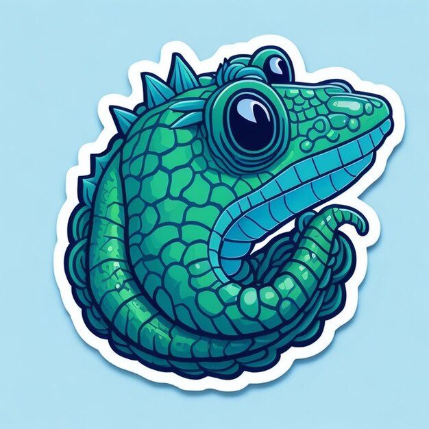 Photo cut sticker design with crocodile theme ai generated